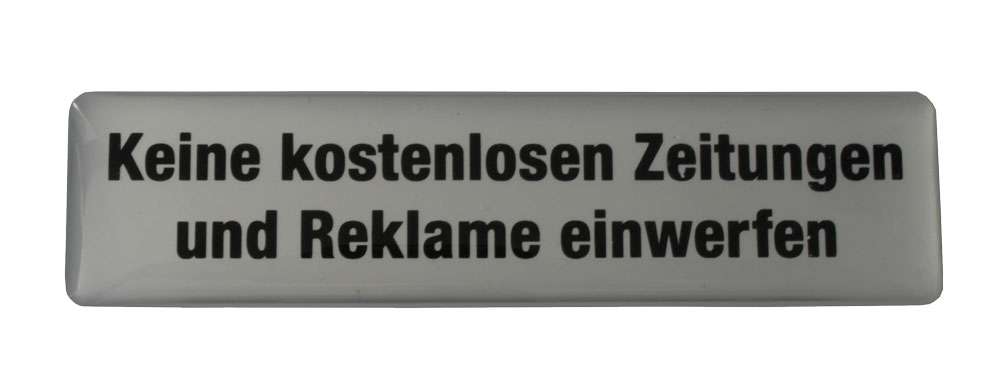 Briefkastenschilder Selbstklebend Keine Kostenlosen Zeitungen Und Reklame Einwerfen 04 Kbv Kehrmann Beschlagtechnik Velbert